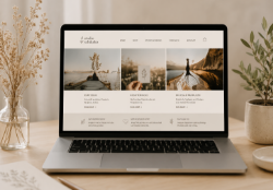 Modernes Webdesign auf einem Laptop – responsive Website gestaltet von Studio Schikoko.
